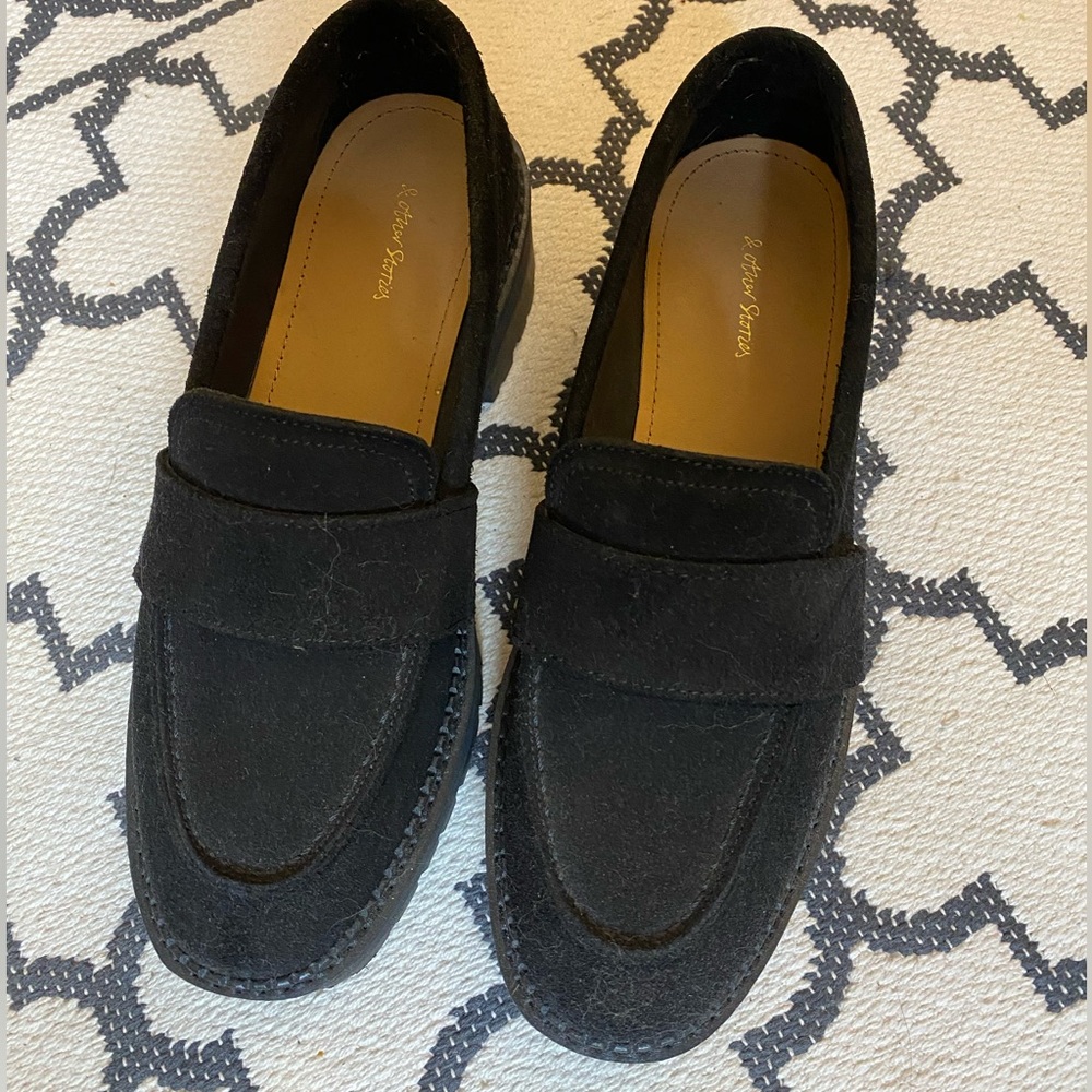 -& other stories Chunky Black Suede Leather Loafer NWB
